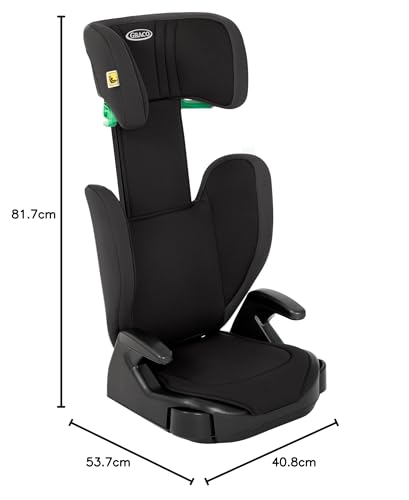 Graco Junior Maxi i-Size R129 Highback Booster car seat with cupholders, Suitable from 100-150cm (approx. 3.5 to 12 years), Midnight fashion