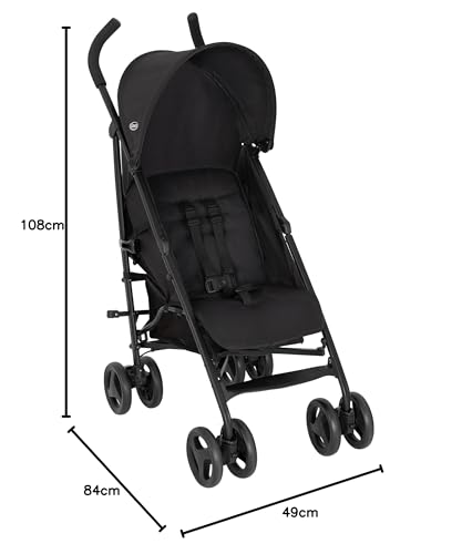 Graco EZLite, ultimate easy-to-use lightweight stroller at only 6.6kg for on-the-go families. Suitable from birth to approx. 3 years (15kg), Midnight fashion, Black