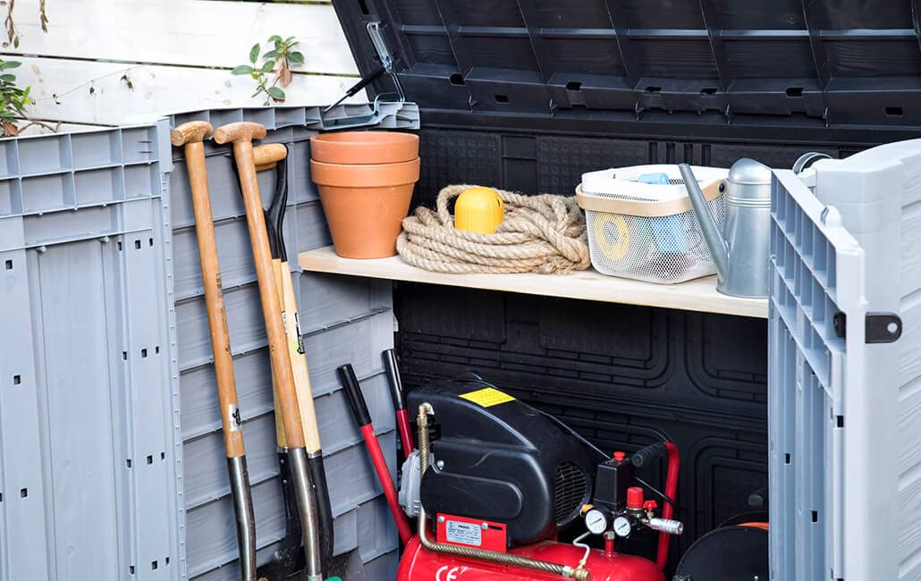 Keter Store It Out Max garden box, garbage can, appliance box, shed for 2 x 240 liter garbage cans.