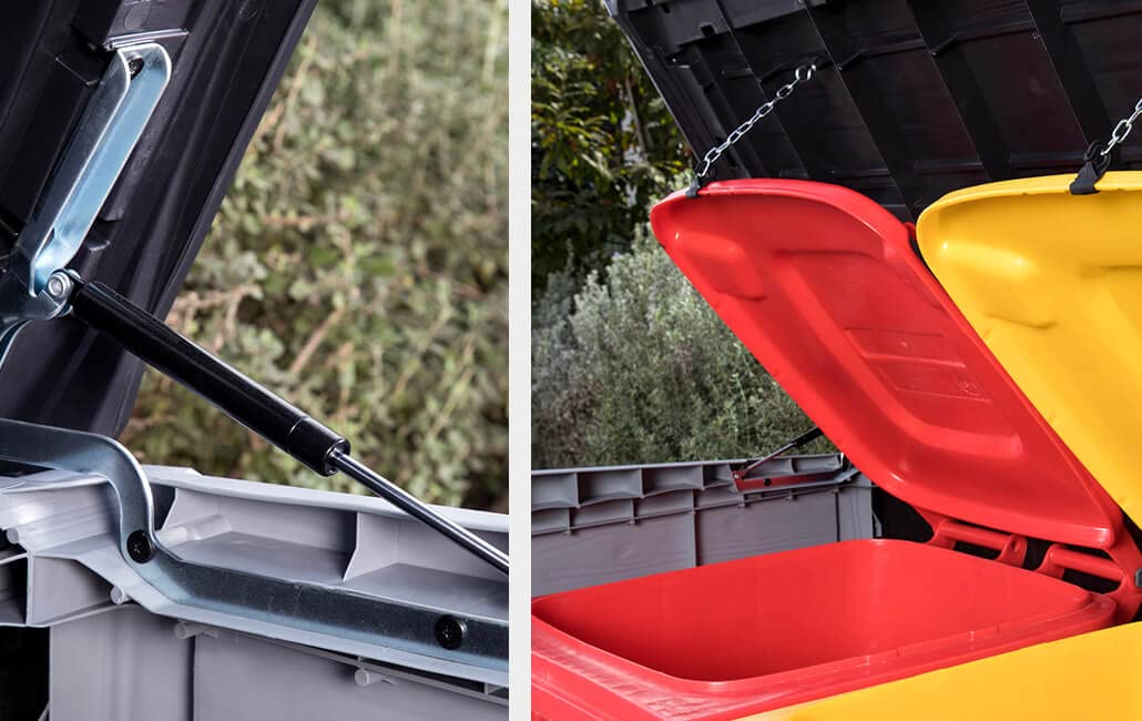 Keter Store It Out Max garden box, garbage can, appliance box, shed for 2 x 240 liter garbage cans.