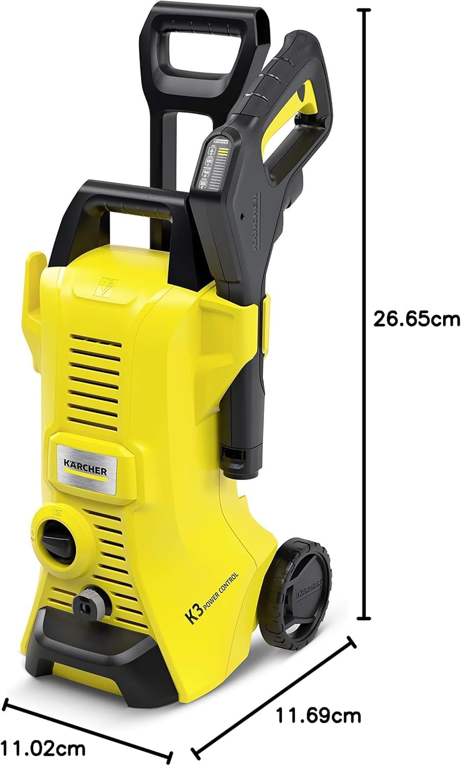 Kärcher K 3 Power Control pressure washer, pressure: max. 120 bar, flow rate: 380 l/h, area coverage: 25 m²/h, water filter, weight: 4.4 kg, high-pressure hose and gun, dirt blaster, spray lance