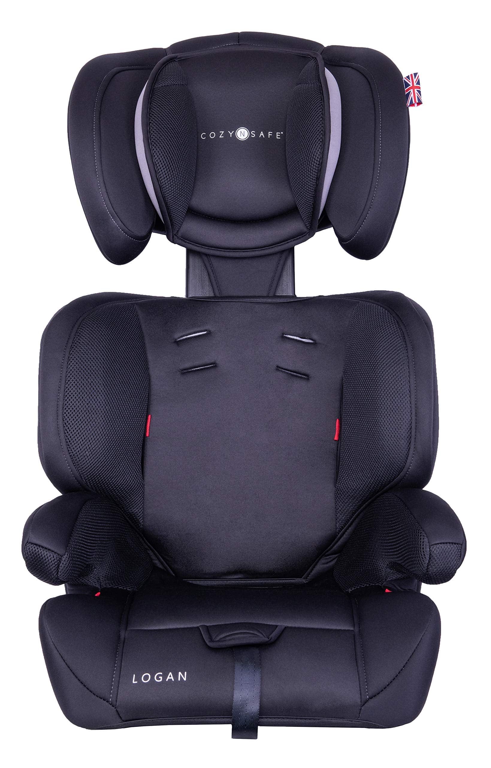 Cozy N Safe Logan Group 1/2/3 Car Seat 9-36kg, 9 Months to 12 Years, 5 Point Harness, Forward Facing, Side Impact Protection, Adjustable Headrest, Lightweight, Child, Toddler Car Seat - Black/Grey